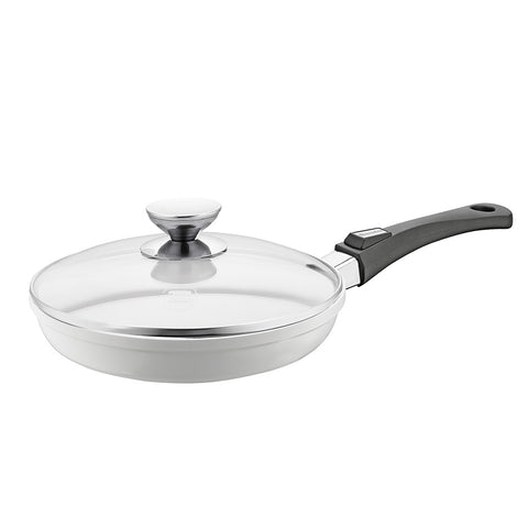 632117L Vario Click Pearl Ceramic Induction White Fry Pan with Glass Lid