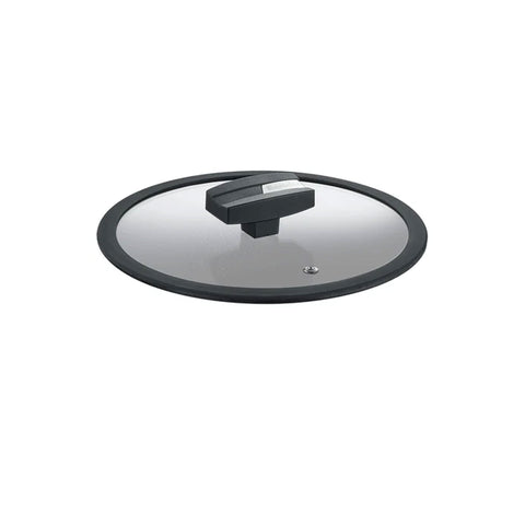 b.green tempered glass lid with silicone rim on white background